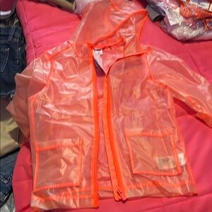 Old Navy Orange Raincoat with Transparent Design